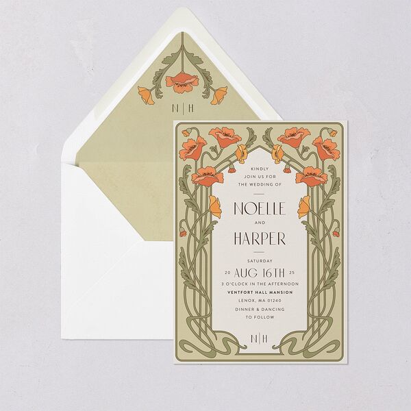 Vintage Nouveau Floral Euro Envelope Liners Pear Luxe