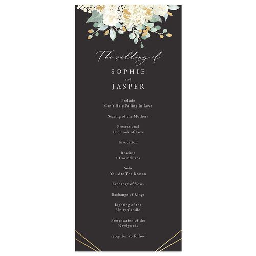 Gilded Hydrangea Wedding Programs Gold Charcoal Signature