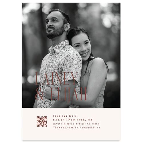 Editorial QR Save the Date Cards Chestnut Signature smooth Blank No Standard