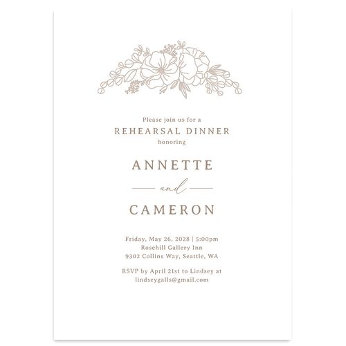 Floral Border Rehearsal Dinner Invitations Fawn Signature Blank