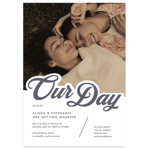 Our Day Wedding Invitations Regency Blue Signature Blank Standard No