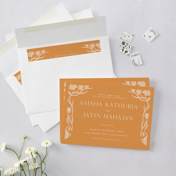 Indian Majestic Legacy Elephants Save the Date Cards Mulberry Signature smooth Blank No