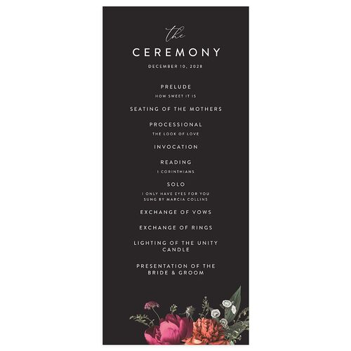 Blooming Botanical Wedding Programs Midnight Signature
