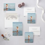Destination Photo Poster Save The Date Magnets Dusty Blue Magnet Paper