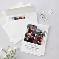 Elegant Gallery Tri Photo Wedding Invitations Pure White Signature Blank No Standard