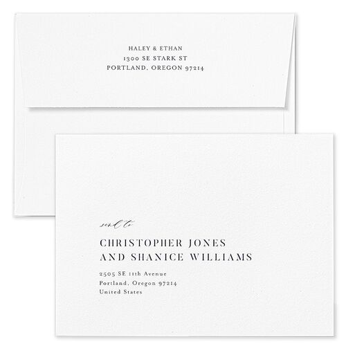 Romantic Greenery Wedding Invitation Envelopes White Cornflower Both Recipient and Return Addresses Standard Signature