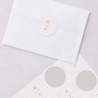 Vintage Ornate Frame Wedding Stickers Olive Circle