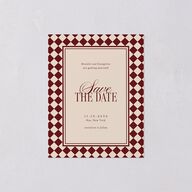 Elegant Diamond Pattern Save the Date Petite Cards Burgundy Signature smooth Blank No Standard