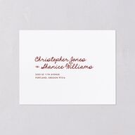 Hand Drawn Heart Photo All-in-One Wedding Invitations Maroon Signature Light Both Recipient and Return Addresses No
