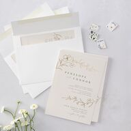 Graceful Botanical Foil Wedding Invitations Greenery Gold Signature Blank No Standard