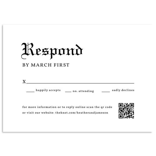 Minimalist Gothic Photo Wedding Response Cards Licorice Signature Standard