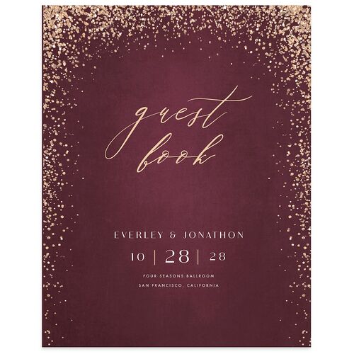 Sparkling Romance Wedding Guest Book Burgundy
