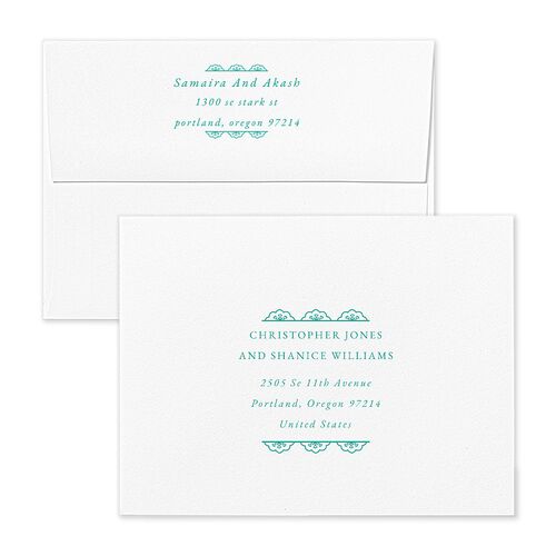 Gilded Lehenga Thank You Card Envelopes White Sky Both Recipient and Return Addresses Signature Standard