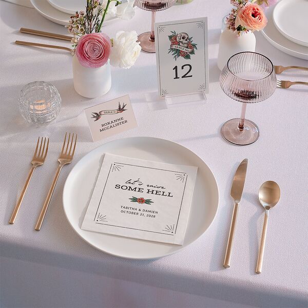 Til Death Tattoos Luncheon Napkins Linen Napkin Uncoined