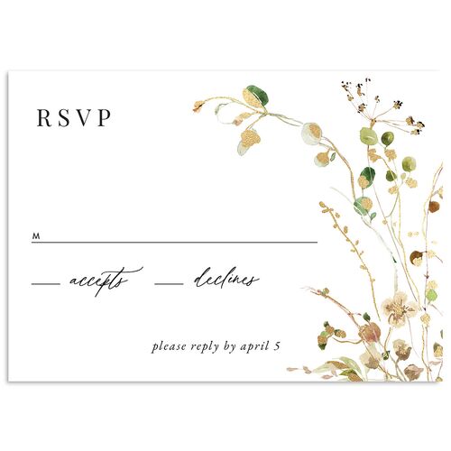 Glistening Wildflower Foil Wedding Response Cards Gold Biscotti Signature Standard
