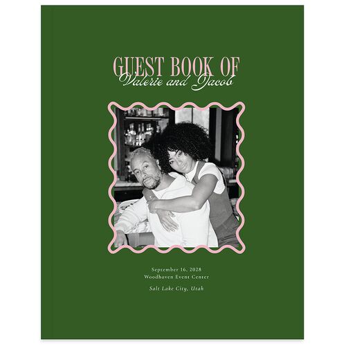 Wavy Frame Photo Guest Books Scottish Green