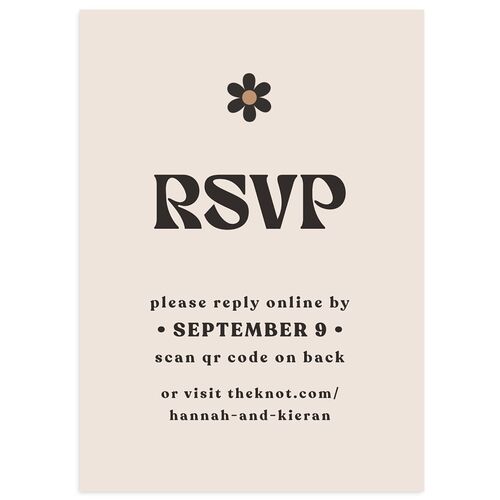 Simple Retro Daisy Wedding Response Cards Charcoal Signature Standard