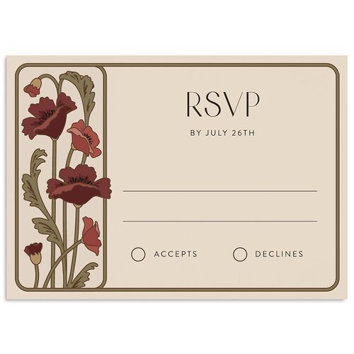 Vintage Nouveau Floral Wedding Response Cards Merlot Signature Standard