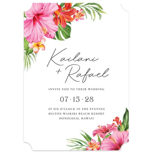 Tropical Hibiscus Wedding Invitations Lily Signature Blank No Ticket
