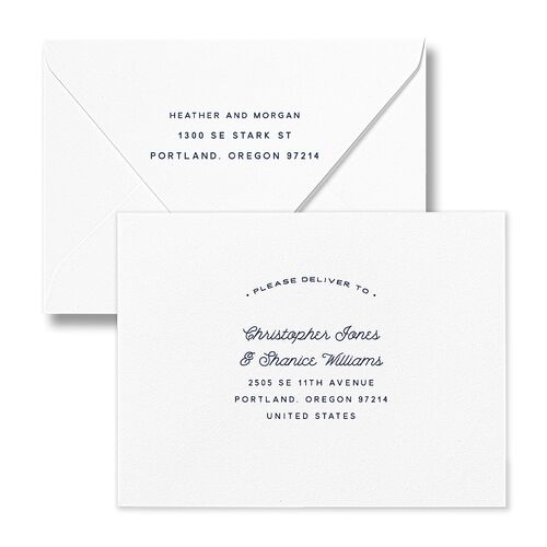 Vintage Mountain Save the Date Magnet Euro Envelopes White Dusty Blue Both Recipient and Return Addresses Luxe Signature