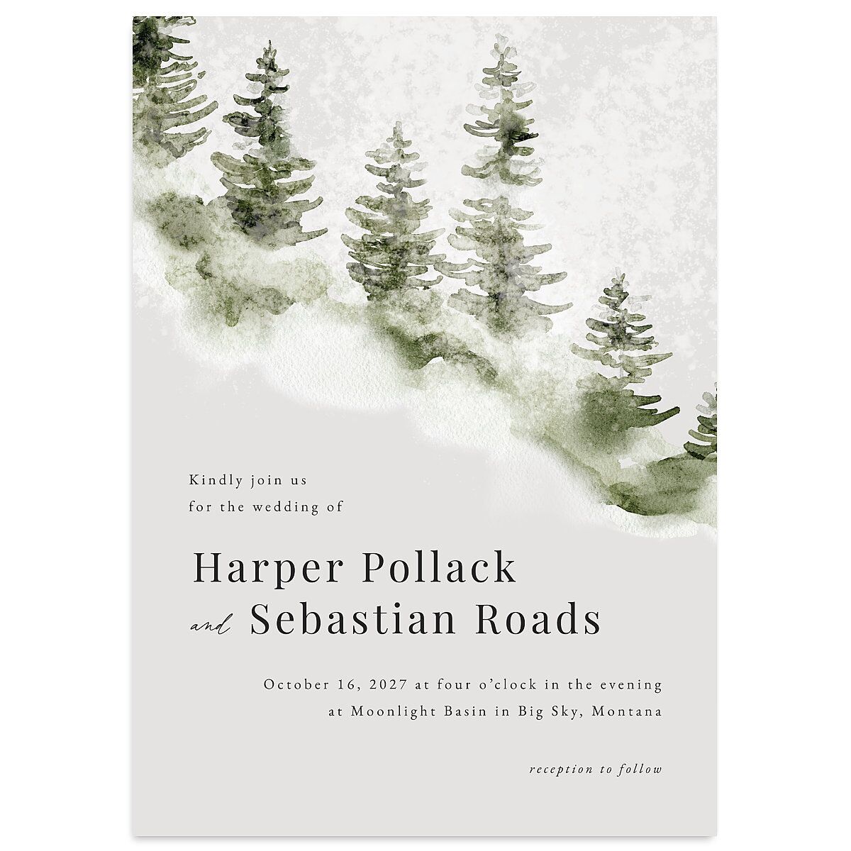 Snowy Mountainside Wedding Invitations