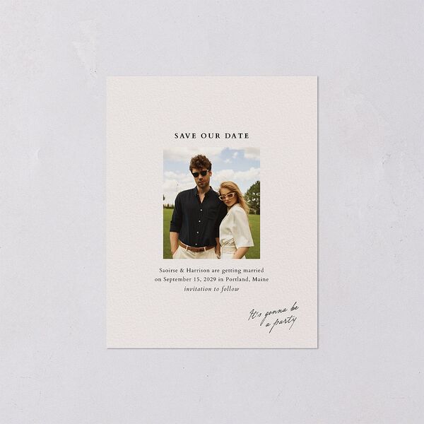 Elegant Editorial Page Save the Date Petite Cards Champagne Signature smooth Blank No Standard