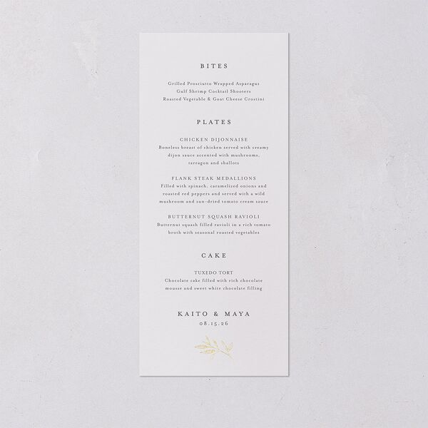 Shining Sprig Menus Gold Mist Signature