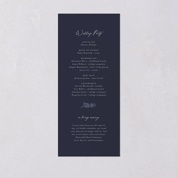 Romantic Branches Wedding Programs Navy Signature