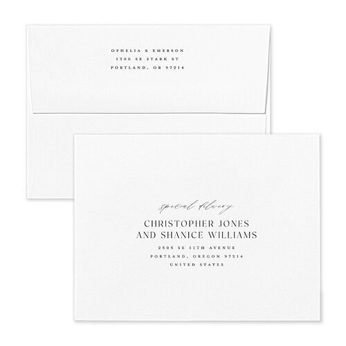 Elegant Mountain Wildflowers Thank You Card Envelopes Moss White Both Recipient and Return Addresses Signature Standard