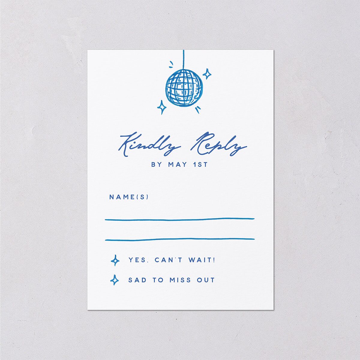 Hand Drawn Cake Wedding Response Cards French Blue Signature
