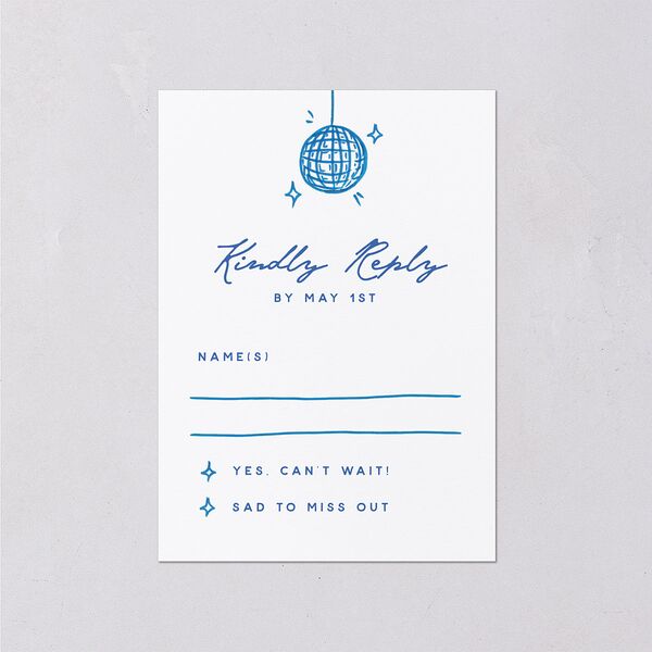 Hand Drawn Cake Wedding Response Cards French Blue Signature