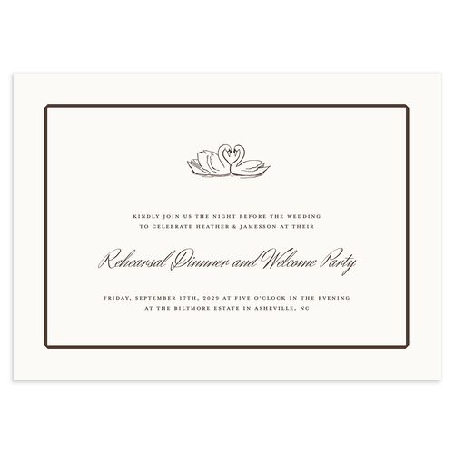 Elegant Swans Rehearsal Dinner Invitations Sepia Signature Blank Standard
