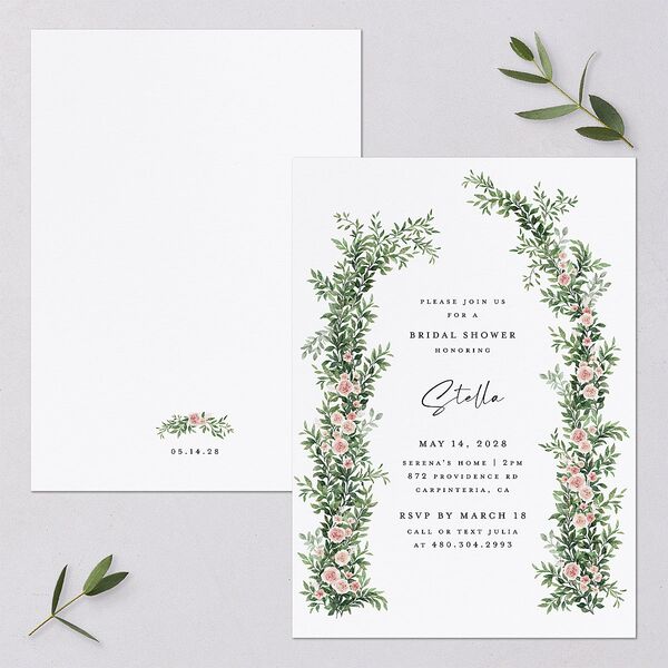 Floral Arc Bridal Shower Invitations Shell Pink Signature Blank Standard