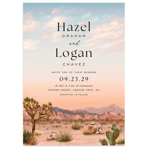 Desert Cactus Wedding Invitations Peach Fuzz Signature Blank No Standard