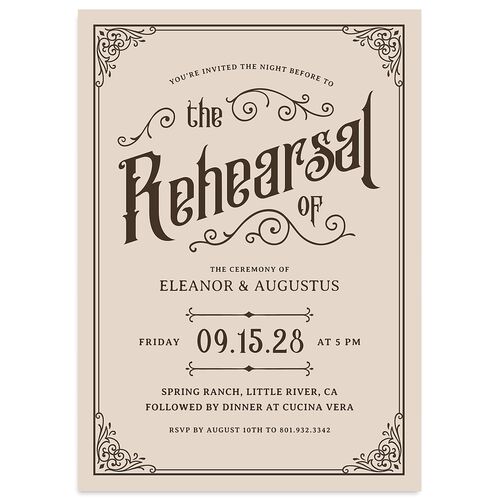 Western Gothic Rehearsal Dinner Invitations Deep Bronze Signature Blank Standard