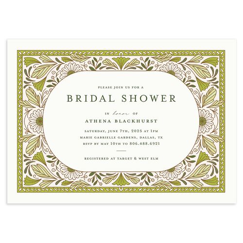 Intricate Vintage Bridal Shower Invitations Peridot Signature Blank Standard