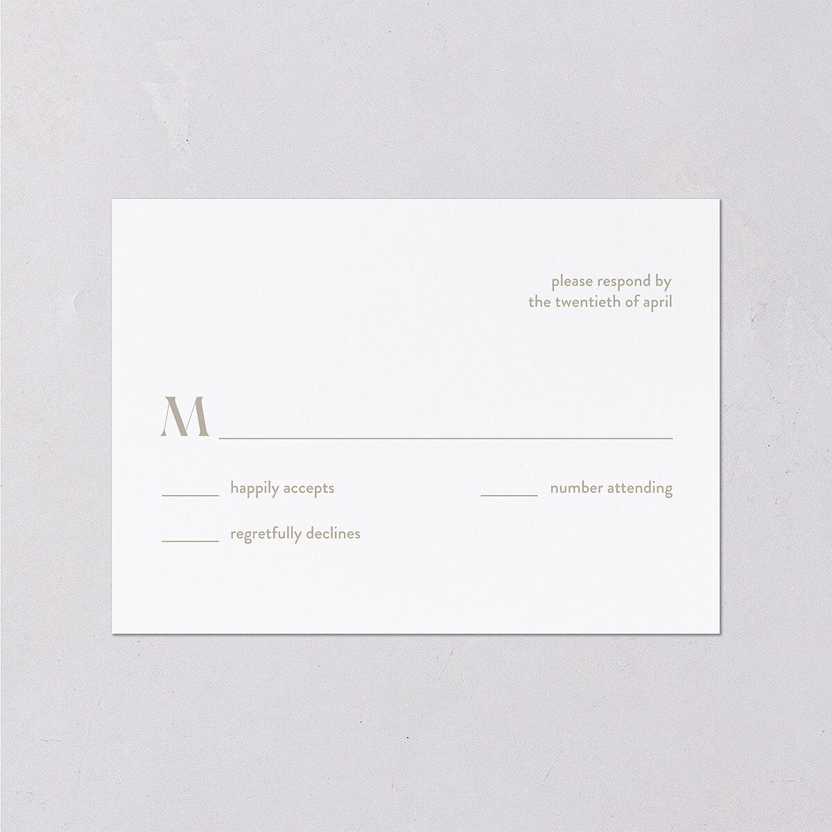 Checked Wedding Response Cards Taupe Signature Standard