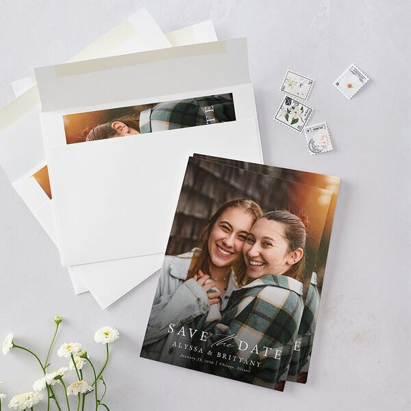 Greenery Laurel Save The Date Cards Champagne Signature smooth Blank No Standard