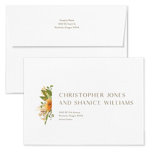 Sweet Sunflowers Bridal Shower Invitation Envelopes Blue Standard Marigold Both Recipient and Return Addresses Signature
