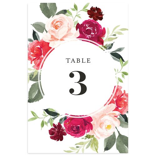 Vibrant Floral Table Numbers Raspberry Signature