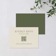 Vintage Botanical Sketch QR Code RSVP Cards Dark Camo Signature Standard