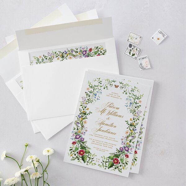 Opulent Garden Wedding Invitations Scottish Green Signature Blank No Standard