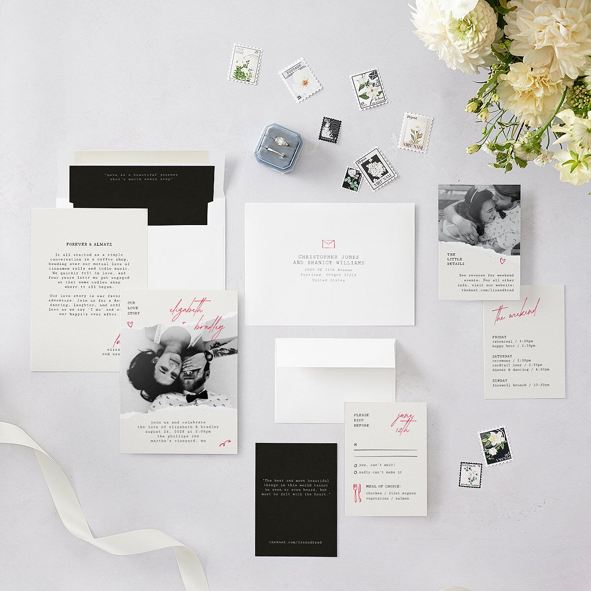 DIY Crafty Photo Wedding Invitations Ruby Signature Blank No Standard