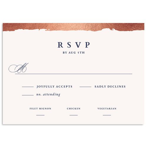 Elegant Edge Wedding Response Cards Rose Gold Moody Blue Signature Standard
