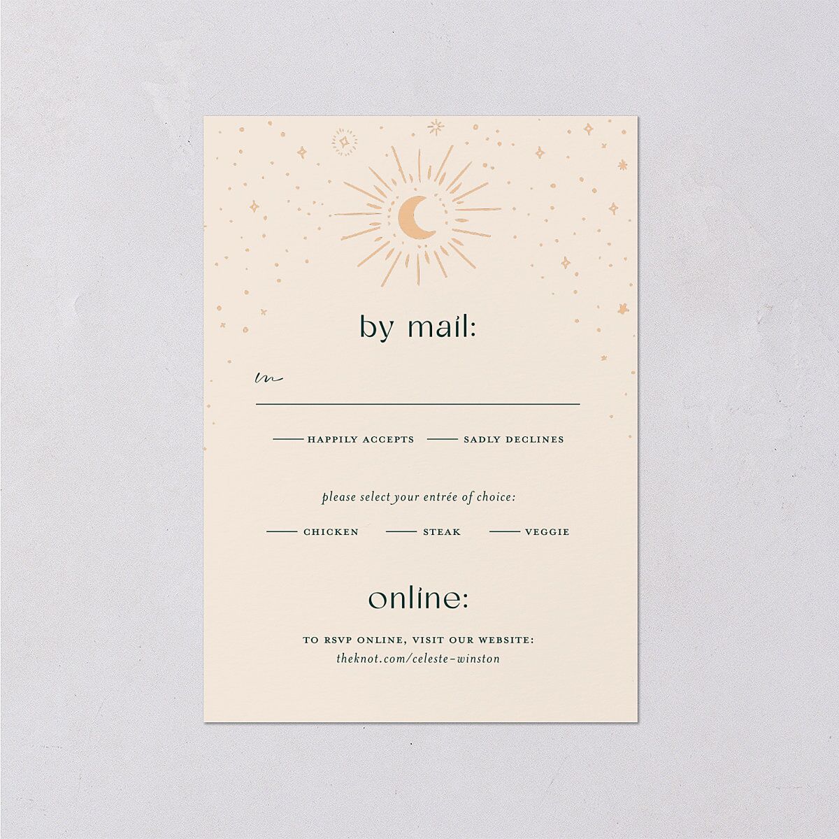 Celestial Galaxy Wedding Response Cards Dark Emerald Signature Standard