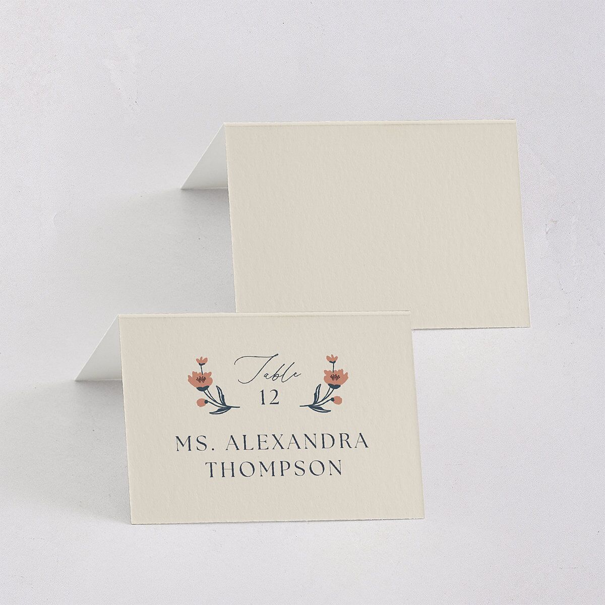 Flora Garden Border Place Cards Moody Blue Signature