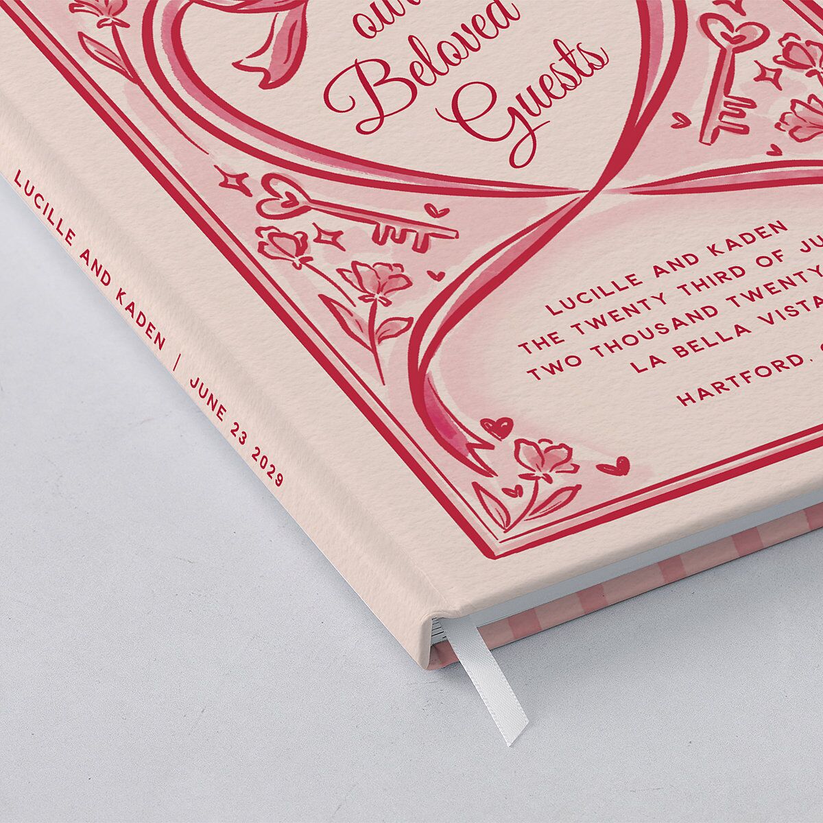 Vintage Heart Locket Guest Books Crimson