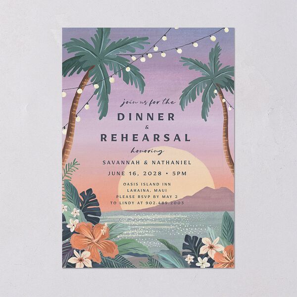 Vintage Island Rehearsal Dinner Invitations Rose Gold Signature Blank Standard