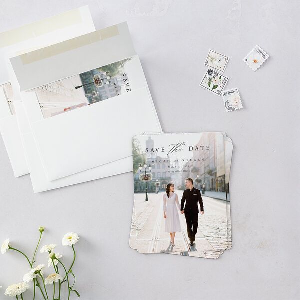 Illustrated Vines Save The Date Magnets Charcoal Magnet Paper