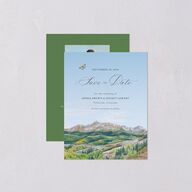 Romantic Floral Mountain Save the Date Petite Cards Meadow Signature smooth Blank No Standard